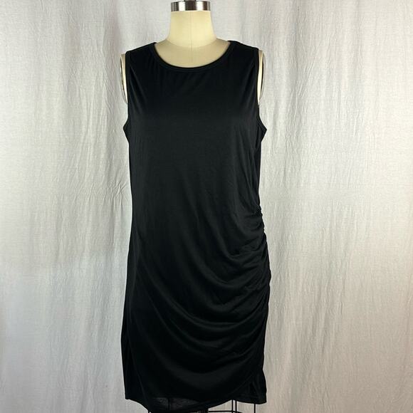 BTFMB Black Sleeveless Ruched Knit Mini Dress in Black - Picture 1 of 7